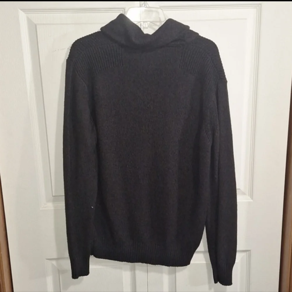 Oscar de la Renta Pullover Sweater-Button Shawl Collar-XL-Brown Cotton